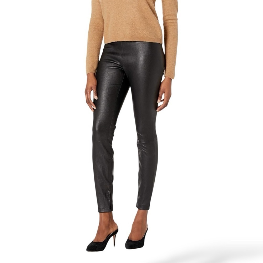 Vince Leather Zip Ankle Leggings Black Size M Stretch Skinny Pant